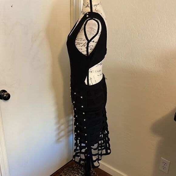 Bebe Black Sia Cage Bandage Embellished Dress - Picture 5 of 16